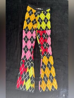 Ragged Priest Argyle Multicolor Knit Flared Pants